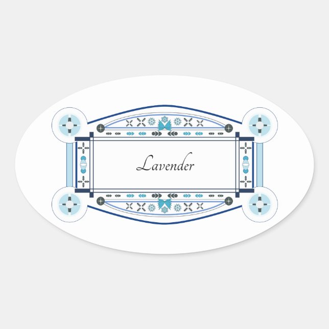 Retro-Aufkleber mit Lavender-Etikett Ovaler Aufkleber (Vorderseite)
