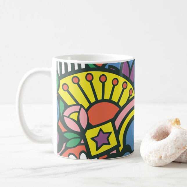 Retro Aufstiegs-und Shine-Tasse Kaffeetasse (Mit Donut)