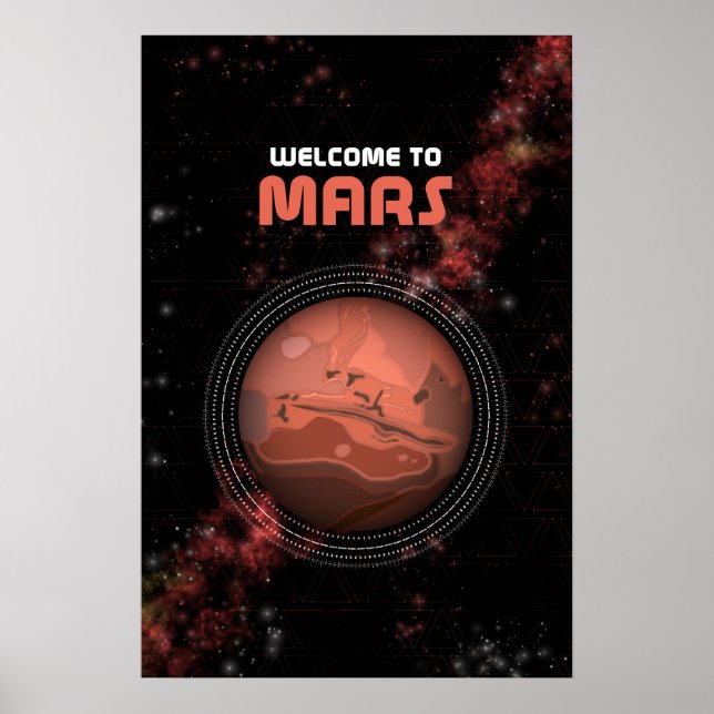 Retro-Außenraum-Mars Sonnensystem Kunst Poster (Vorne)
