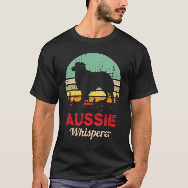 Retro Aussie Dog Trainer Australian Shepherd Pet T-Shirt (Vorderseite)