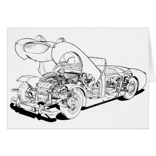 Retro Austin Healey Sprite Car Card Wanderduck (Vorderseite (Horizontal))