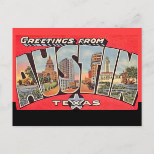 Retro-Austin-Texas-Schwarzlinien-Postkarte Postkarte