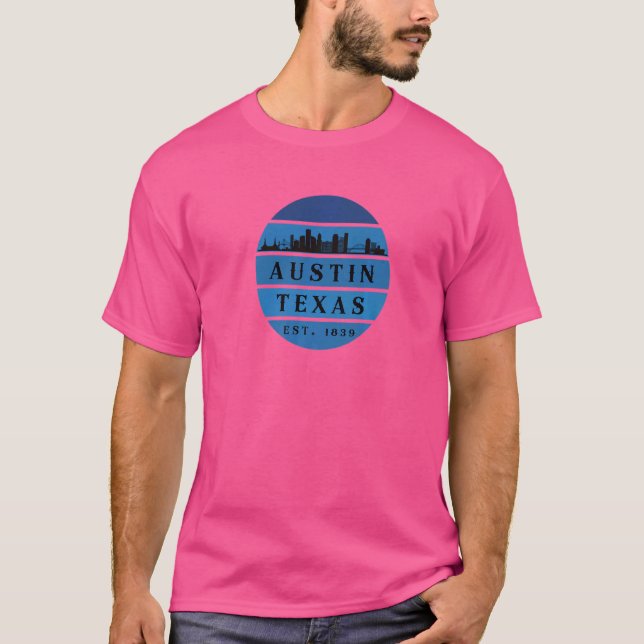 Retro Austin Texas Vintag Sunset T-Shirt (Vorderseite)