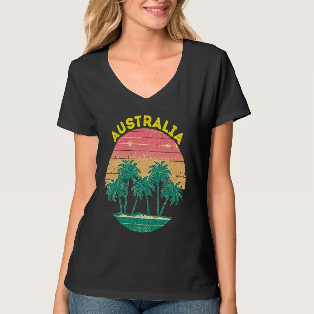 Retro Australia Vacation Souvenir Palm Tree T-Shirt (Vorderseite)