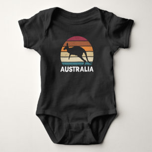 Retro Australian Animal Jumping Kangaroo Baby Strampler