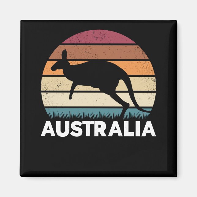 Retro Australian Animal Jumping Kangaroo Magnet (Vorne)