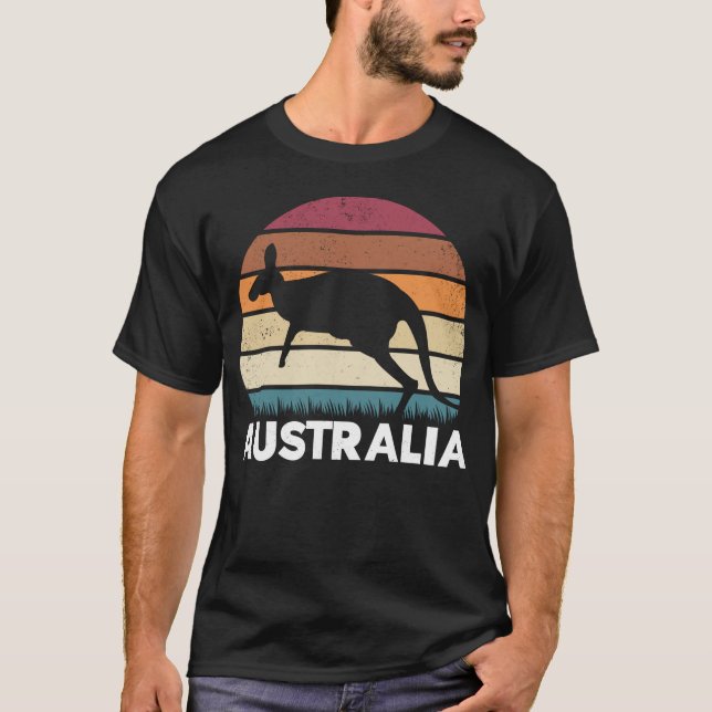 Retro Australian Animal Jumping Kangaroo T-Shirt (Vorderseite)