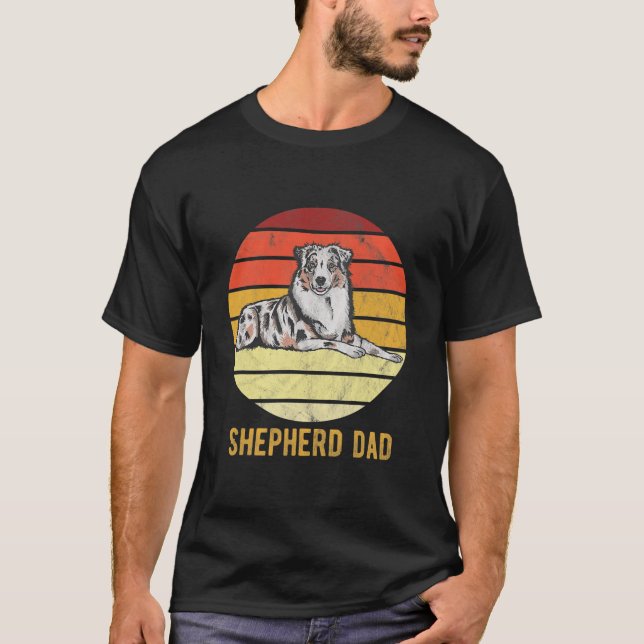 Retro Australian Dog Shepherd Vater Dog Father  T-Shirt (Vorderseite)