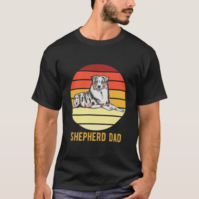 Retro Australian Dog Shepherd Vater Dog Pater  T-Shirt (Vorderseite)