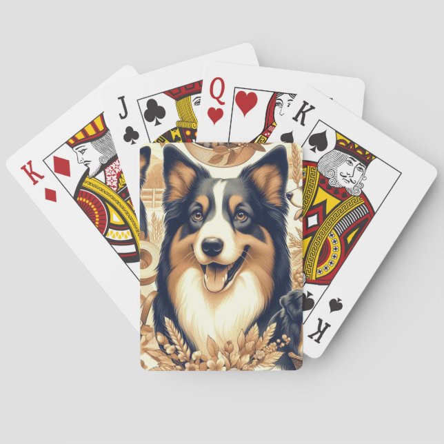 Retro Australian Shepherd Illustration Spielkarten (Rückseite)
