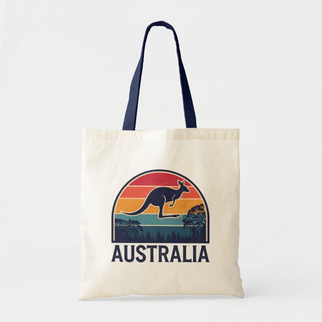 Retro Australian Sunset Animal Jumping Kangaroo Tragetasche (Vorne)