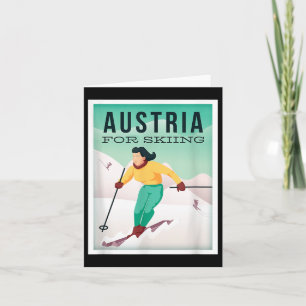 Retro Austria Ski Motiv mit Ski- und Skistöcken Karte