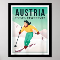 Retro Austria Ski Motiv mit Ski- und Skistöcken