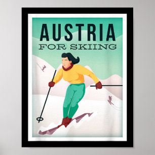 Retro Austria Ski Motiv mit Ski- und Skistöcken Poster