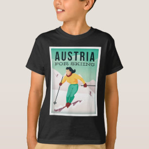 Retro Austria Ski Motiv mit Ski- und Skistöcken T-Shirt