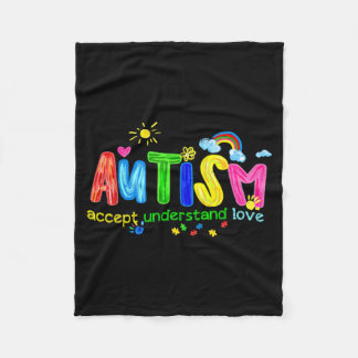 Retro Autism Accept Understand Love to Be Fleecedecke
