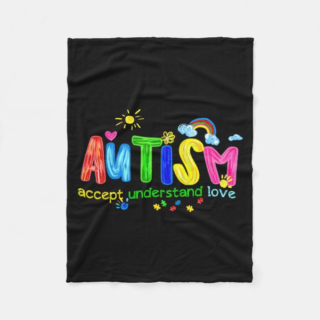 Retro Autism Accept Understand Love to Be Fleecedecke (Vorderseite)