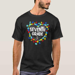 Retro Autism Awareness Heart 7. Klasse Unterstützu T-Shirt
