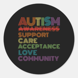 Retro Autism Awareness Teacher School of Women Me Runder Aufkleber