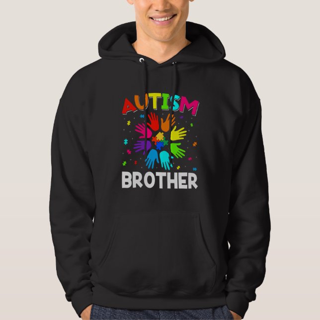 Retro Autism Awareness US Flag Bruder Unterstützun Hoodie (Vorderseite)