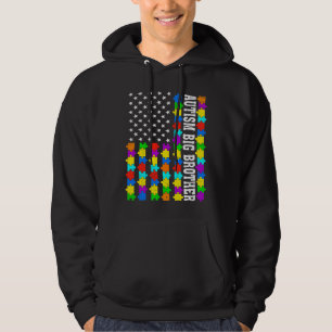 Retro Autism Big Brother American Flag Liebe Autis Hoodie