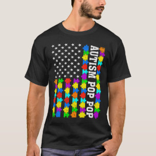 Retro Autism Pop Pop American Flag Liebe Autism Aw T-Shirt