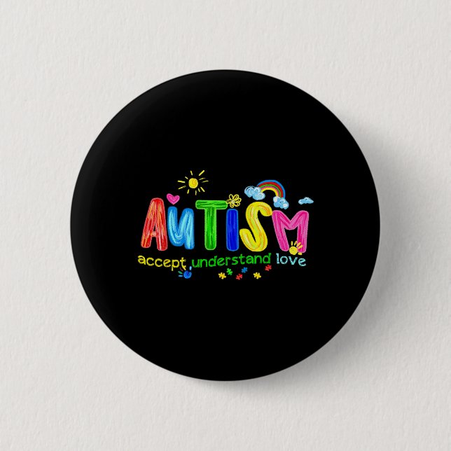 Retro Autismus Akzeptiere Verstehe Liebe zu Sein Button (Vorderseite)