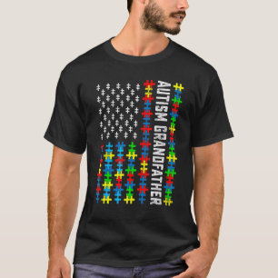 Retro-Autismus-Bewusstsein-USA-Flagge-Großvater-Un T-Shirt
