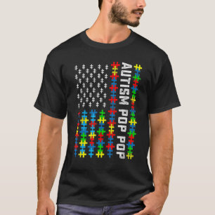 Retro-Autismus-Bewusstsein-USA-Flagge Pop Pop Unte T-Shirt