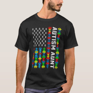 Retro-Autismus-Bewusstsein-USA-Flagge-Tante-Unters T-Shirt
