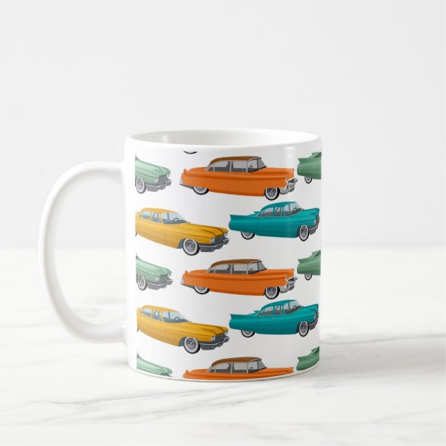 Retro-Auto im Stil der Fünfzigerjahre Muster Kaffeetasse (Links)