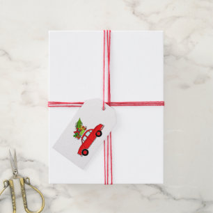 Retro-Auto mit Weihnachtsgeschenken Geschenkanhänger