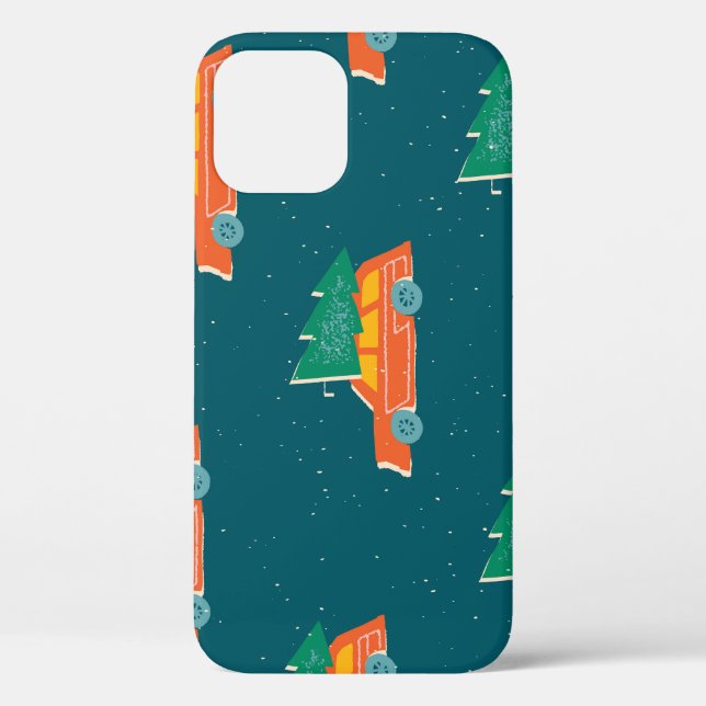 Retro-Auto-Weihnachtsbaum-Muster Case-Mate iPhone Hülle (Rückseite)