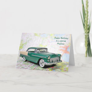 Retro-Auto zum Geburtstag des Neffen Karte