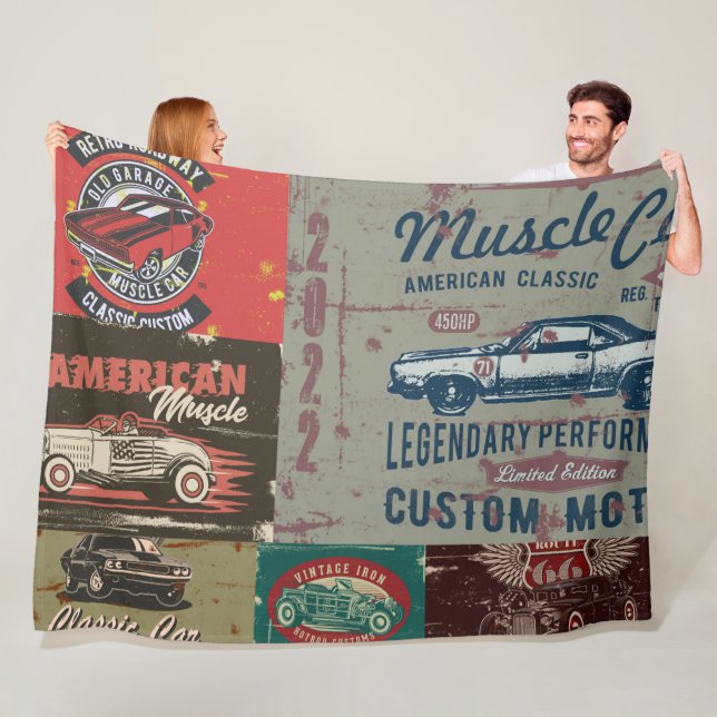 Retro-Autodesign Fleecedecke (Beispiel)
