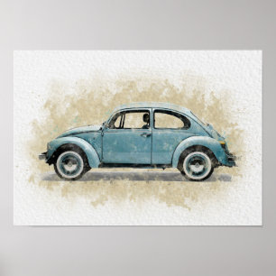 Retro-Autokunst - Blaue Farbe Poster