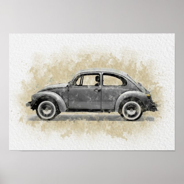 Retro-Autokunst - Grau Poster (Vorne)