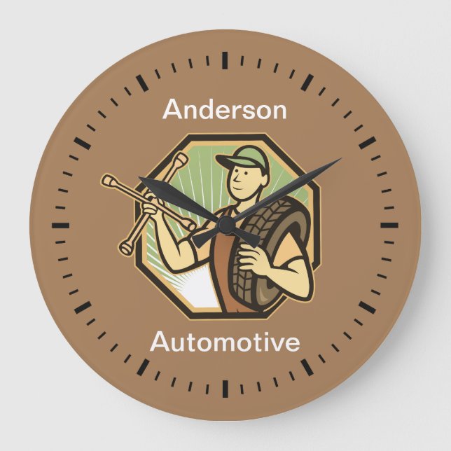 Retro Automotive Business Theme Wall Uhren (Vorderseite)