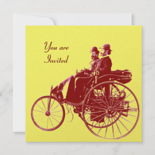 RETRO-AUTOS 2 , AUTO RESTAURIERUNG , gelb gold bra Einladung