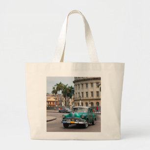 Retro-Autos auf der Havanna-Straße Jumbo Stoffbeutel