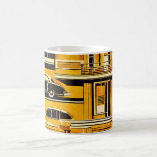 Retro-Autos Geometrischer Senf Mitte des Jahrhunde Kaffeetasse
