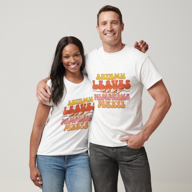 Retro Autumn Leaves & Pumpkins Bitte T-Shirt (Unisex)