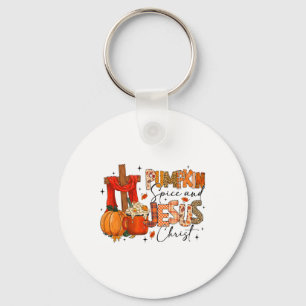 Retro Autumn Pumpkins Gewürz und Jesus Christus Fa Schlüsselanhänger