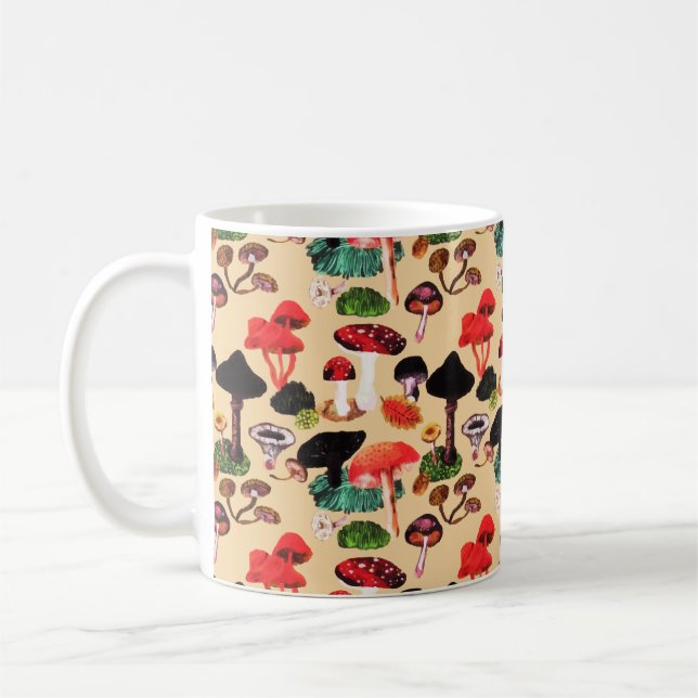 Retro Autumn Woodland Mushroom Watercolor Kaffeetasse (Links)