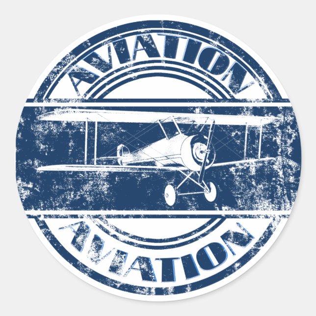 Retro Aviation Art Runder Aufkleber (Vorderseite)
