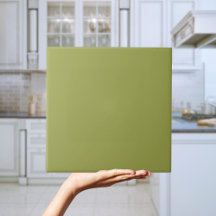 Retro Avocado Green Solid Color Tile