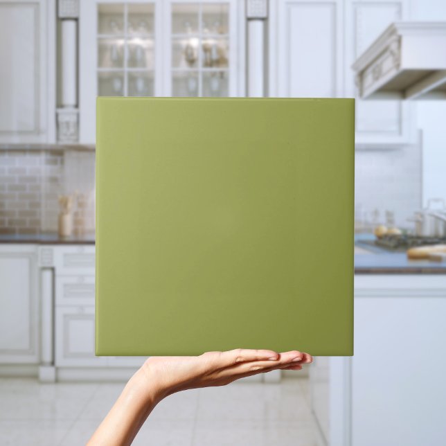 Retro Avocado Green Solid Color Tile Fliese (Retro Avocado Green Solid Colour Tile)