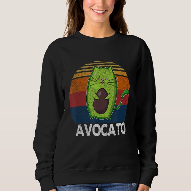 Retro Avocato Avogato Avocado Cat Vegan Sweatshirt (Vorderseite)