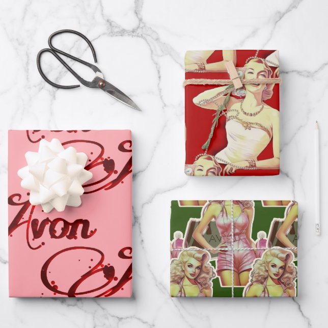 Retro Avon Christmas Geschenkpapier Set (Vorderseite)