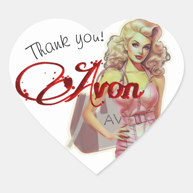 Retro Avon Representative Business Card Herz-Aufkleber (Vorderseite)